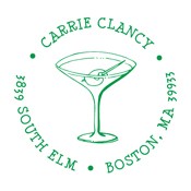 Martini Glass Address Stamp CS-10076