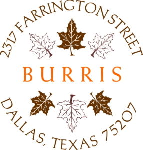 2-Color Maple Leaves (Round) Designer Address Stamp