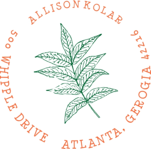 2-Color Texas Pecan Leaf Designer Address Stamp