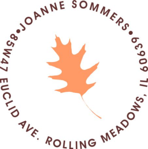 2-Color Red Oak Leaf Designer Address Stamp