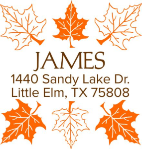 2-Color Maple Leaves (Square) Designer Address Stamp