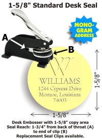 ED Personal Line Desk Seal w/ 1-5/8in. ROUND Custom Monogram & Address