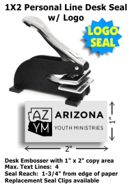 ED Personal Line Desk Seal w/ 1 x 2in. RECTANGLE die plate (for Custom Logos)