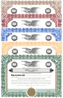 Set of 20 Custom Printed COMMON SHARE Certificates & Stub Sheets (FLL 101 Template)