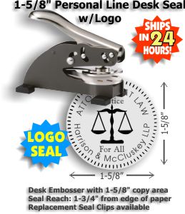 1-5/8in. Round Desk Seal w/ Scales of Justice Logo (Design & Preview Online!)