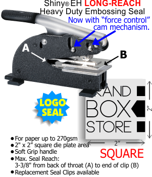 EH Heavy Duty Desk Seal w/ 2in. SQUARE Long-Reach die plate (for Logos)