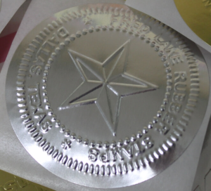 Roll of 50 ROUND SILVER Foil Embossing Labels